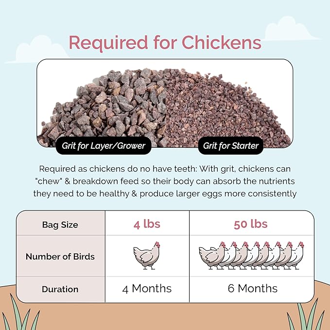 Grower Chicken Kit - Feed & Grit - Grower Chick Mash 2 lbs., Non-GMO, USA Grown, 21% Protein, Corn-Free, 100% Natural Mineral Chicken Grit 4 lbs.