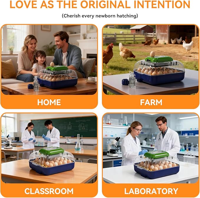 Incubators for Hatching Eggs, 25 Egg Incubator with Automatic Egg Turning and Humidity Control, Temp Control, Hatch Day, 360° Viewing for Chicken, Duck, Quail Eggs, Ideal for Farm, School and Lab