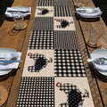 Seliem Farm Animal Chicken Hen Black White Buffalo Plaid Check Table Runner, Farmhouse Chick Home Kitchen Holiday Spring Summer Decor, Easter Country Rustic Burlap Dining Decoration Party Supply 13x36