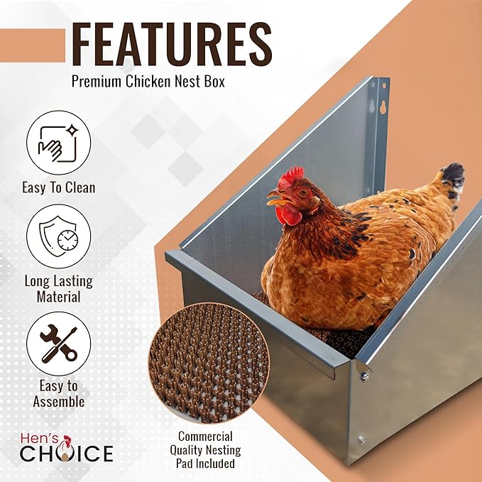 Hen's Choice™ Premium Single Chicken Nest Box with Nesting Pad (1 Pack)