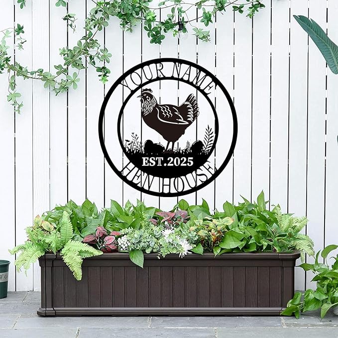 Custom Chicken Coop Metal Sign, Personalized Farmhouse Wall Decor, Vintage Fluffy Butt Hut Decor, Custom Name Sign for Farm, Gifts for Chicken Lovers