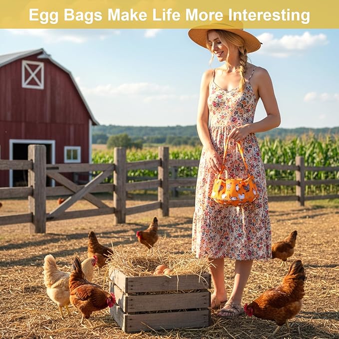 Egg Collecting Bag, Canvas Egg Basket with 7 Pouches for Gathering Chicken Duck Goose Eggs, Machine Washable Chicken Eggs Basket Farmhouse Garden Storage Carrier