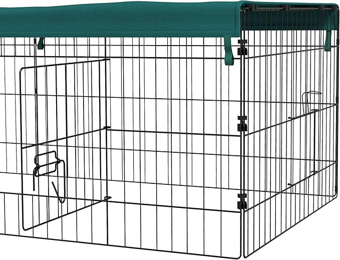 PawHut Metal Chicken Coop, 73" x 30" x 20" Chicken Run Pen for Yard with Cover, Portable Catio Poultry Cage Indoor Outdoor Backyard, Cat Cage for Rabbit, Duck, Hen, Small Animal, Chinchillas, Green