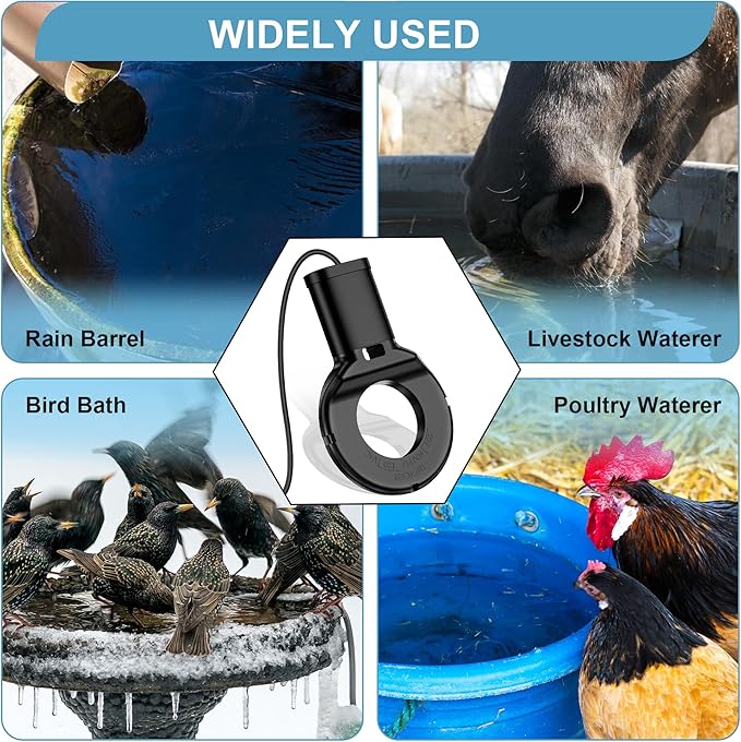 500 Watt Utility De-Icer Submergible Cast Aluminum Chicken Water Heater for Livestock Tank Heater Winter Bird Bath Heater (1, Black)