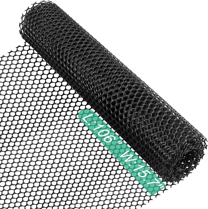 Plastic Chicken Wire,15.7"×106" Plastic Wire Mesh Fence,Garden Netting Fencing Barrier for Poultry, Dogs, Rabbits,Chicken and Snake Barrier, Balcony Netting for Pets,Black