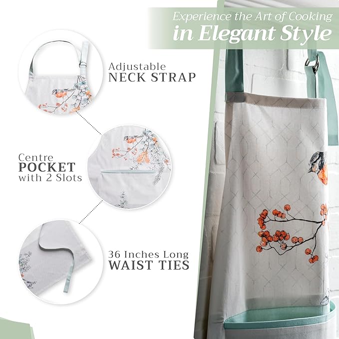 Maison d' Hermine 100% Cotton Apron for women with Pocket Kitchen Chef Apron for Men Cooking Easter Decorations