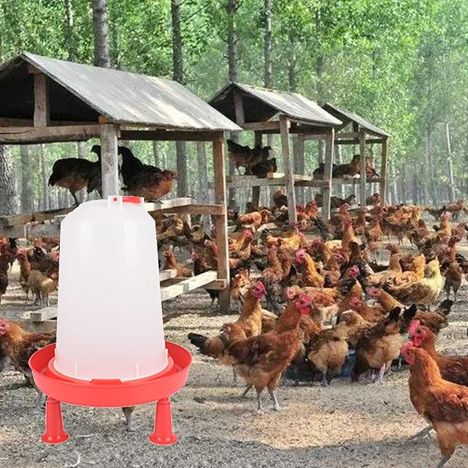 Chicken Waterer, Chick Water Feeder with Stand, Hanging Poultry Waterer, Automatic Chicken Water Dispenser, for Poultry Bird Duck Supplies