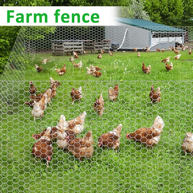45 in X 100 ft Chicken Wire Fencing Metal Floral Chicken Wire Fence for Crafts 1 Inch Hexagonal Galvanized Poultry Wire Netting for Chicken Coop Barrier Rabbit Cage