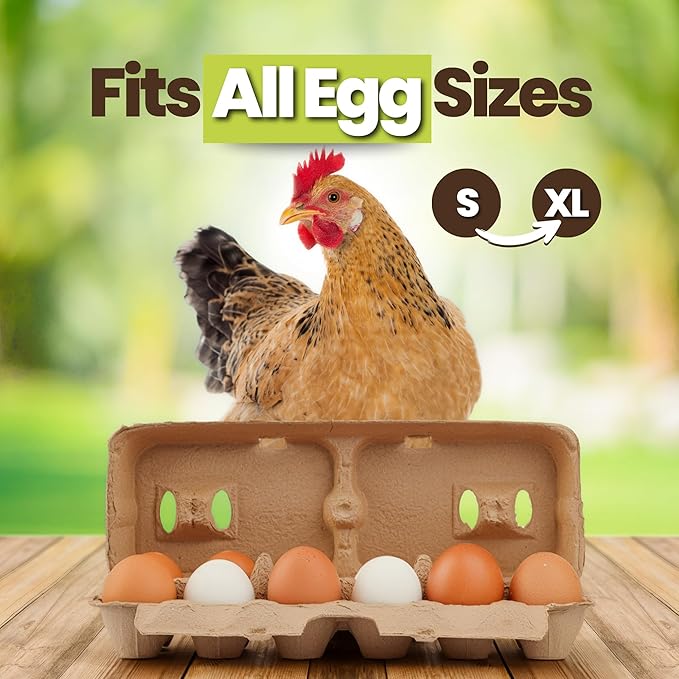 Egg Cartons - Plain Paper Pulp Egg Crate - Reusable Eggs Cartons 12 count, Dozen Eggs Containers, Lightweight Storage Crate for Farm Supply (Pack of25)
