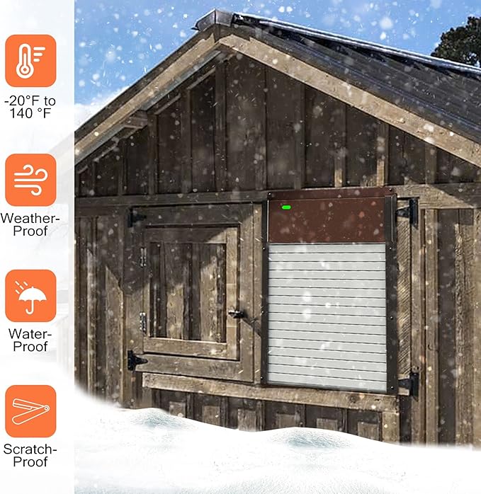 Automatic Chicken Coop Door Solar Powered - Opener Aluminum Auto Chicken Doors with Light Sensor, Timer Mode, Remote Control for Poultry Weatherproof Large