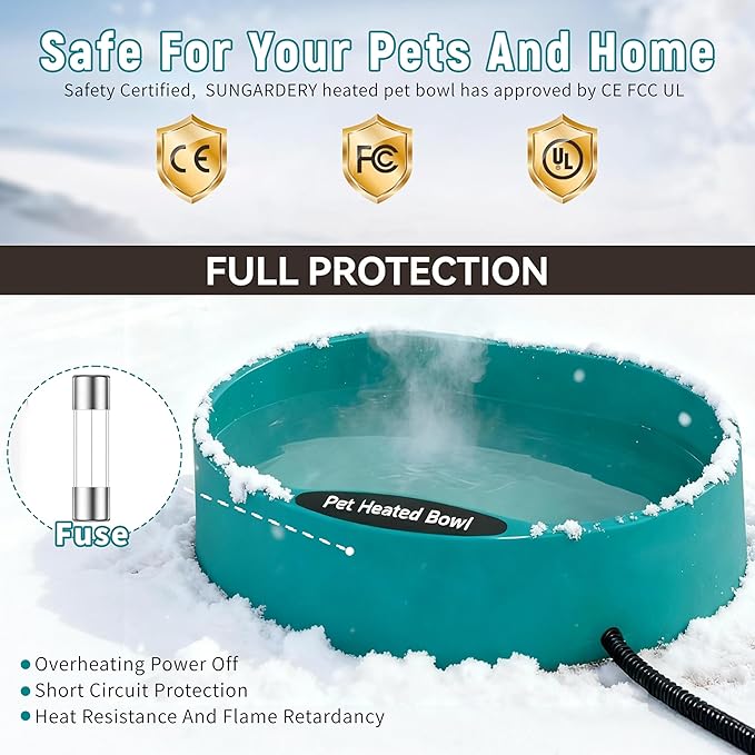 Heated Chicken Waterer, 125OZ Large Capacity Heated Water Bowl for Chickens Coop Dogs Cats Duck Rabbit, Outdoor Freeze Proof Poultry Waterer in Winter with Thermostatic Control