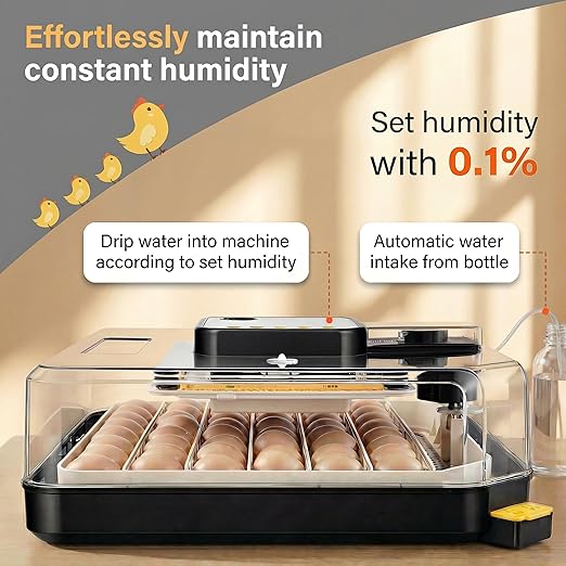 Sailnovo 48 Egg Incubator for Hatching Eggs with Precise Temp & Humidity Control,Auto Egg Turning, 360°Viewing, Egg Candler,Incubator for Chicken Eggs/Duck/Quail/Turkey,Ideal for Farm/School/Lab,Grey