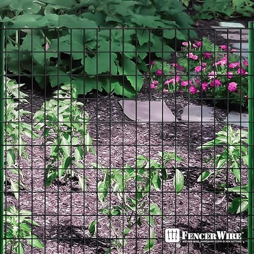Fencer Wire 16 Gauge Green Vinyl Coated Welded Wire Mesh Size 2 inch X 3 inch, Black, 3x50 ft