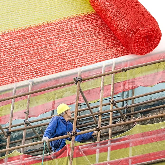1 Roll 3.3' x 164' Safety Snow Fence Net HDPE High Visibility Temporary Barrier Construction Netting Safety Warning Roadblock for Snow Fencing Garden Poultry Driveway (Red and Yellow)