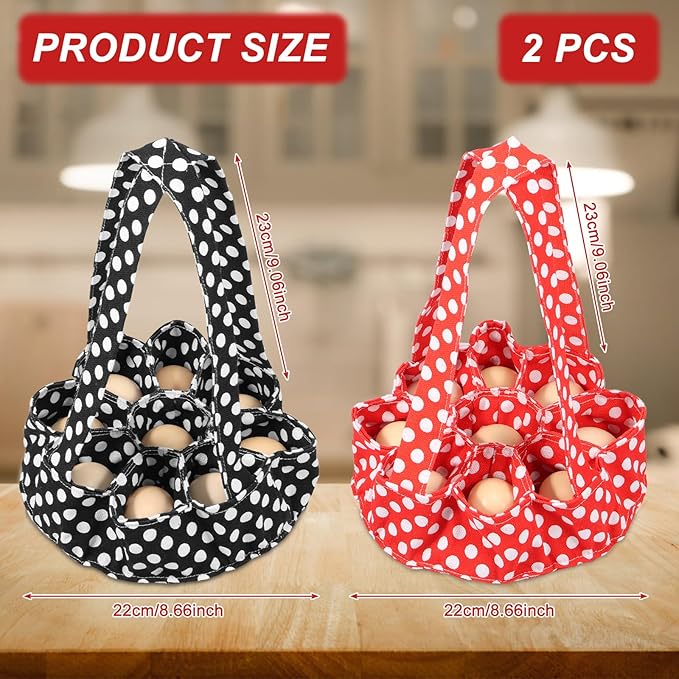 2Pcs 8.6 inCloth Egg Collecting Basket Bag with 9 Compartments, Anti Vibration Eggs Gathering Bag, Cushioning Container Basket, Durable Canvas Apron Egg Holder for Duck, Chicken, Goose Eggs Collection