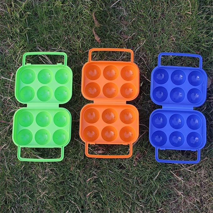 FantasyDay 6 Grids Egg Holder - Sturdy Shockproof Durable Carton Container With Lid for Refrigerator - Large Capacity Organizer Box for Home Kitchen Outdoor Picnic Hiking Storage
