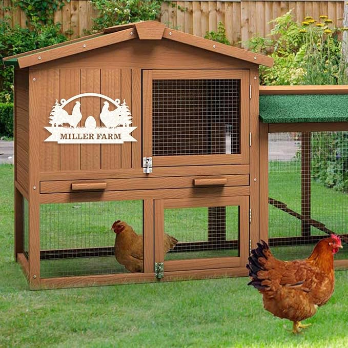 Personalized Chicken Coop Signs, Metal Funny Farm Decor, Chicken Coop Accessories, Metal Outdoor Wall Art, Custom Hen House Sign, Rustic Farmhouse Wall Decor for Farm Yard Garden Color04