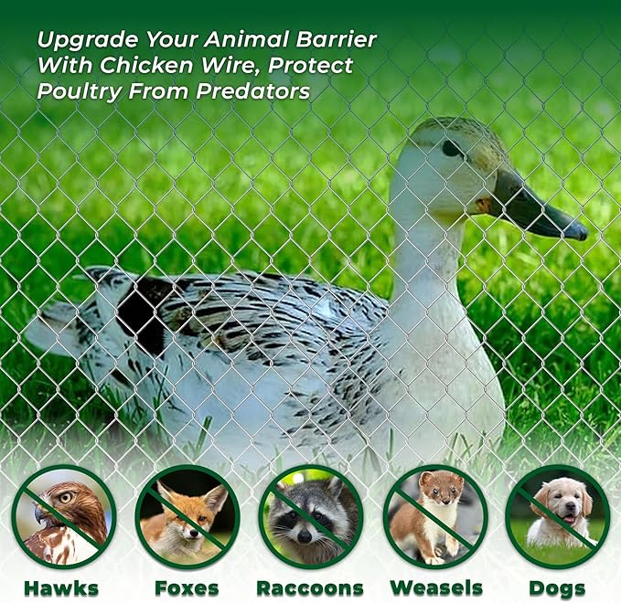 48 in x 150 ft, 2 inch Metal Mesh Pencing, Chicken Wire Fencing, Hexagonal Galvanized Poultry Wire Netting for Chicken, Duck, Goose, Rabbit Fencing