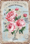 Sanwarm Metal Sign 8X12 Inch, Pink Floral Rose Vintage Tin Sign Wall Art Decor for Home, Living Room, Kitchen, Garden, Bedroom, Office, Hotel, Cafe And Pub Decoration