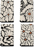Boho Floral Kitchen Towels Decorative Set of 4, Black Geometric Dish Towel, Beige Decor Hand & Tea Towels for Kitchen Drying, Housewarming Gifts for Women