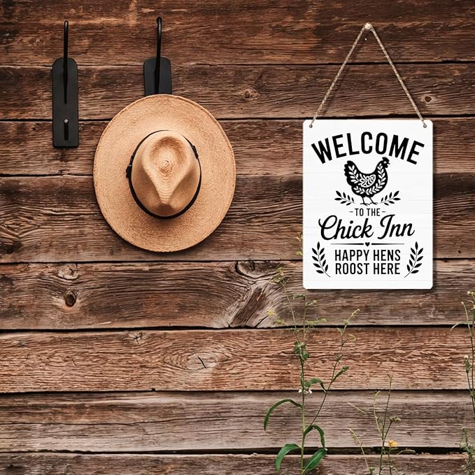 Chicken Gifts Sign Funny Chicken Coop Accessories Chicken Signs Rooster Decor for Home Farm Chicken-Coop Kitchen Yard Welcome to the Chick Inn Country Decor 8x10 Inch