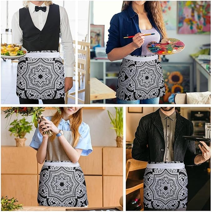 Short 3 Pockets Waist Waiter Waitress Half Apron Waterproof Chef Aprons