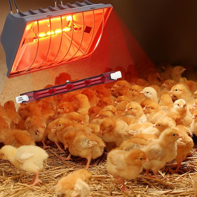 4 Pcs 250w Chicken Coop Heat Lamp Replacement Light Bar Chicken Brooder Heat Lamp Replacement for Chicken Livestock Dogs Sheep Pets Brooder Heater, 4.65 x 0.39 Inch, Heat Lamp Not Included