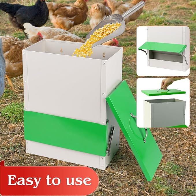 25 Lbs Automatic Chicken Feeder No Waste for Coop, Automatic Large Outdoor Duck Feeder and Poultry Feeder Rainproof Preventing Small Animals Suitable for Chickens Ducks Turkeys