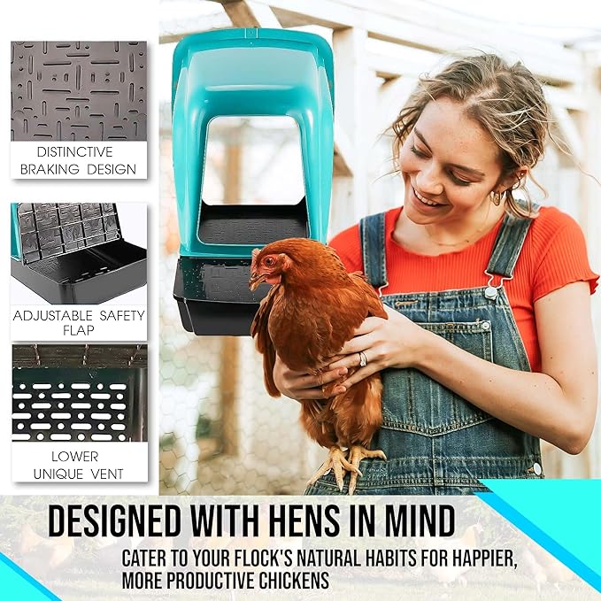Nesting Boxes for Chicken Coop | Roll Away Hen House for Laying Eggs | Durable Plastic Chick Brooder Box with Perch & Pull Out Egg Tray for Poultry Farm | Chicken Coop Accessories (Pack of 10)