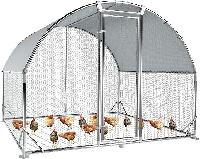 Large Metal Chicken Coop Upgrade Tri-Supporting Wire Mesh Chicken Run,Chicken Pen with Water-Resident and Anti-UV Cover,Duck Rabbit House Outdoor(9'W x 6.5'L x 6.5'H)