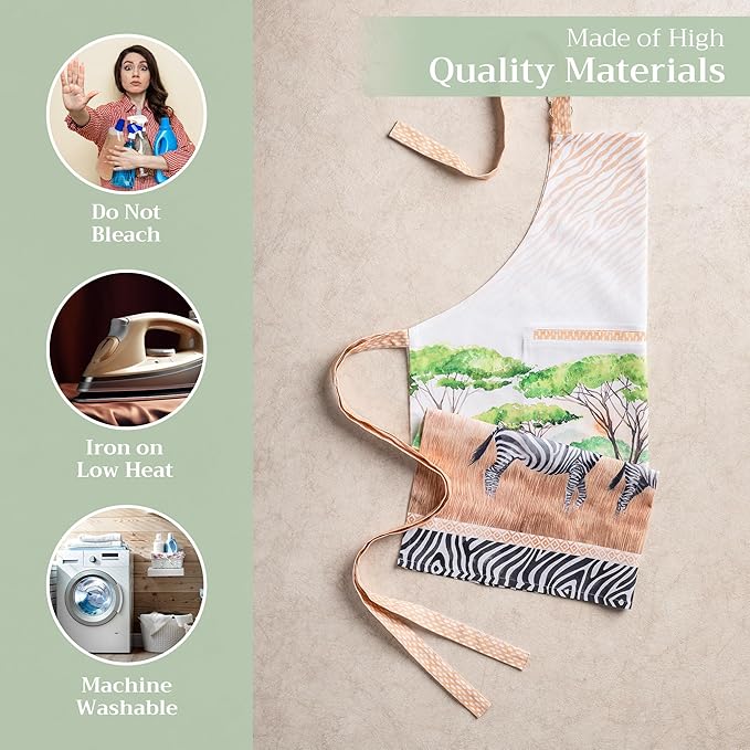 Maison d' Hermine 100% Cotton Apron for women with Pocket Kitchen Chef Apron for Men Cooking Easter Decorations