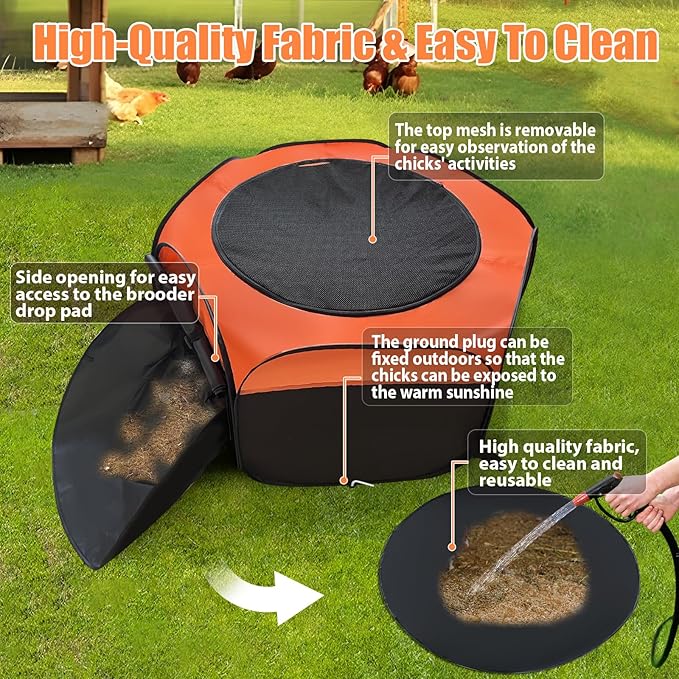 Brooder Box for Chick, 6-in-1 Chick Starter Kit, Includes Brooder Heating Plate, Baby Chicken Pen, Chicken Feeder, Waterer, Perch, Nesting Pad (Brooder Set)