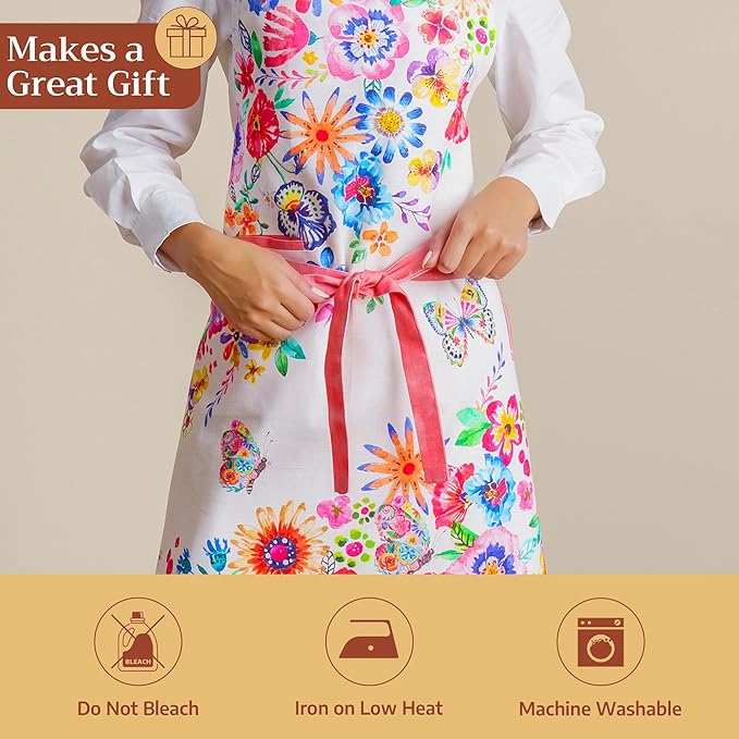 Maison d' Hermine 100% Cotton Apron for women with Pocket Kitchen Chef Apron for Men Cooking Easter Decorations