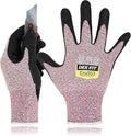 DEX FIT Level 5 Cut Resistant Gloves Cru553-3D Comfort Fit, Power Grip Foam Nitrile, Touchscreen, Thin & Breathable - Durable Safety for Mechanic, Glass, Metal; Red, S (7), 1 Pair