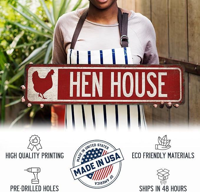 Hen House Sign Chicken Coop Sign Chicken Coop Décor Metal Signs Farm Décor Chicken Coop Accessories Wall Décor Made In USA 104180017002