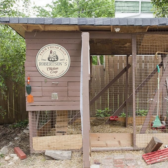 Custom Chicken Coop Metal Sign, Personalized Farmhouse Wall Decor, Vintage Fluffy Butt Hut Decor, Custom Name Sign for Farm, Gifts for Chicken Lovers
