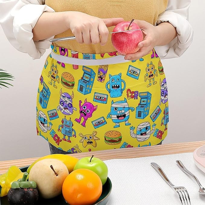 Unisex Half Waiter Waist Short Apron Waterproof Chef Works Waitress Aprons