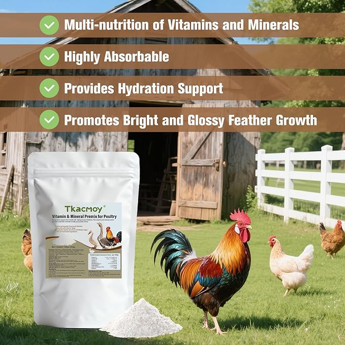 Poultry Probiotics + Vitamins + Minerals for Chickens,All-Natural Digestive Health & Immune Support Supplement for Hens,Turkeys - All Flock Ages Chicken Vitamins (7.05 oz)