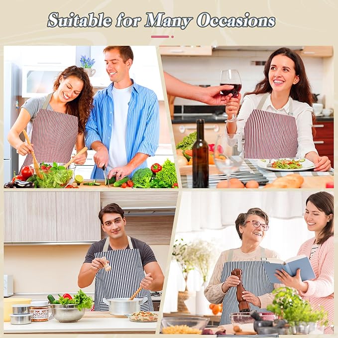 ATROPOS 2 Pack Aprons for Women with Pockets, Cooking Aprons for Women Men, Adjustable Bib Apron Chef Aprons for Kitchen, Cooking, BBQ, Cleaning