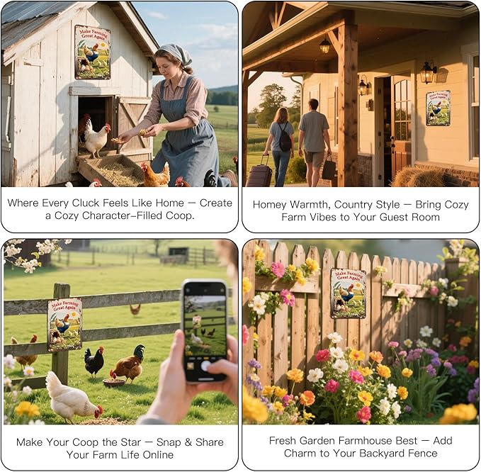 Make Farming Great Again Chicken Coop Signs - Rustic Farmhouse Chicken Coop Accessories, 8x12 Inch Metal Farm Decor, Farm Stand and Farmers Market Decor for Farmers and Backyard Poultry Lovers