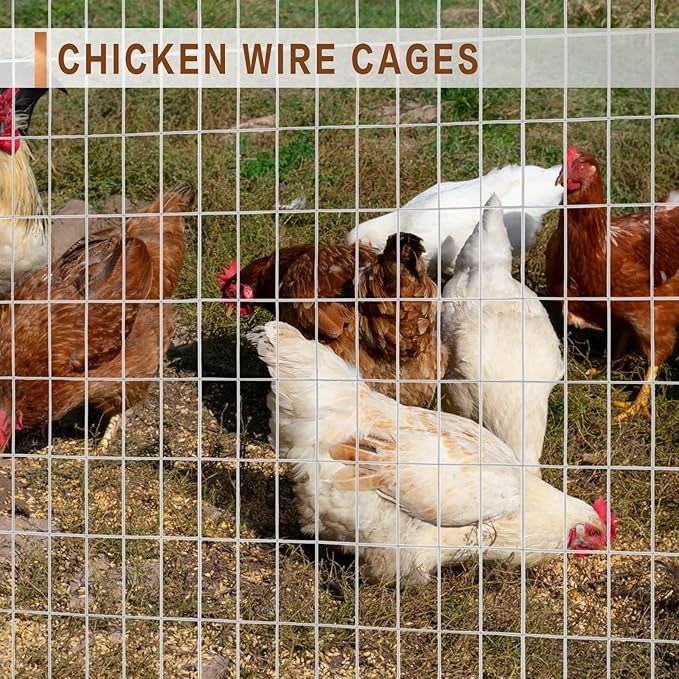 Tongmo 4 ft x 100 ft Galvanized Welded Wire Fence, 16GA Garden Chicken Wire Fence Roll, Mesh Size 2" x 4"Hardware Cloth, Ideal for Yard Protection and Poultry Netting