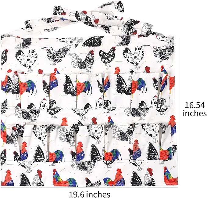 Canvas Egg Collecting Apron with 12 Deep Pockets - Hands-Free Egg Holder for Chicken, Duck, Goose Eggs - Farmhouse Kitchen Apron for Men and Women