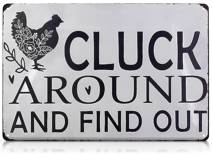 Rustic Chicken Coop Sign – Metal Rooster Decor for Barn or Kitchen, Farmhouse Tin Sign 8 x 12 inch, Country Farm Decorations, Vintage Chicken Wall Art