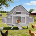 Aivituvin Chicken Coop with Wheels Large Poultry House with Two Nesting Boxes Outdoor Wooden Hen cage
