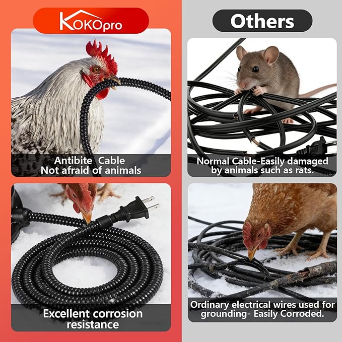 Poultry Water Heater Base for Winter, for Plastic/Metal Poultry Waterer, 14inch Thermostatically Controlled Heated Waterer for Chickens 80W,Chicken Coop Accessories