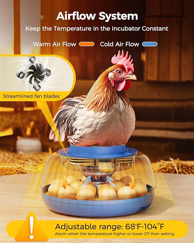 18 Incubators for Hatching Eggs, Automatic Egg Turning and Humidity Control, 360 View, Suitable for Chickens, Ducks, Quails, and Other Birds