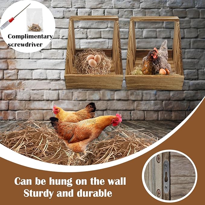 kathson Chicken Nesting Box,Wood Chickens Coop Nesting Boxes Single Compartment Hen Nesting Box Big Duty Laying Nest Boxes for Hens Ducks and Poultry(1 Pcs,No Perch)