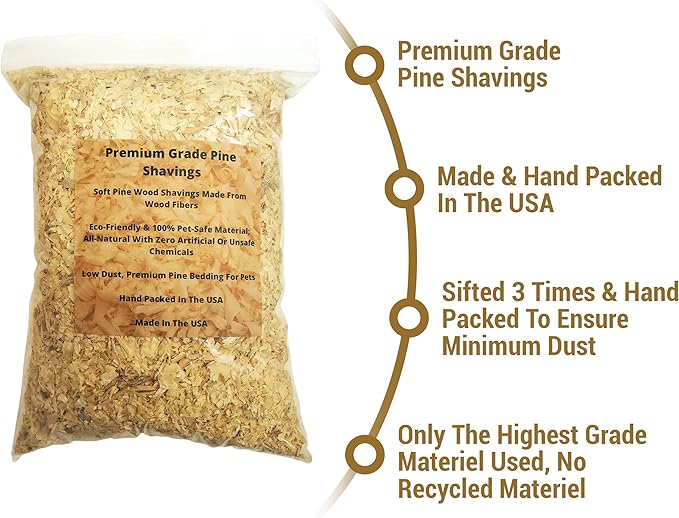 Premium Pine Bedding | Dust Free, Soft Shavings | All Natural | Chicken Coops | Animal Bedding | Small Animals | Odor Control (4 Quart)