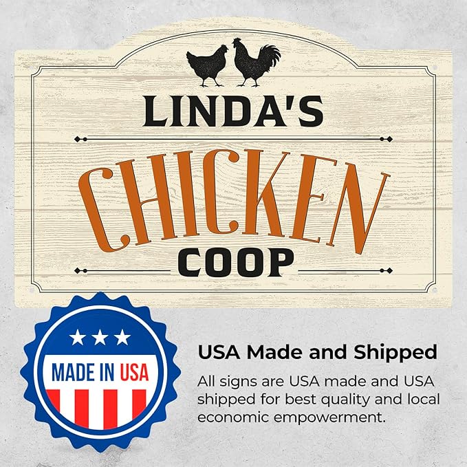 Custom Farm Chicken Coop Sign, Personalized Name Farmhouse Décor, For Outdoor and Sign, 12x18 Inches, Rust Free .063 Aluminum, Fade Resistant, Made in USA by Sigo Signs