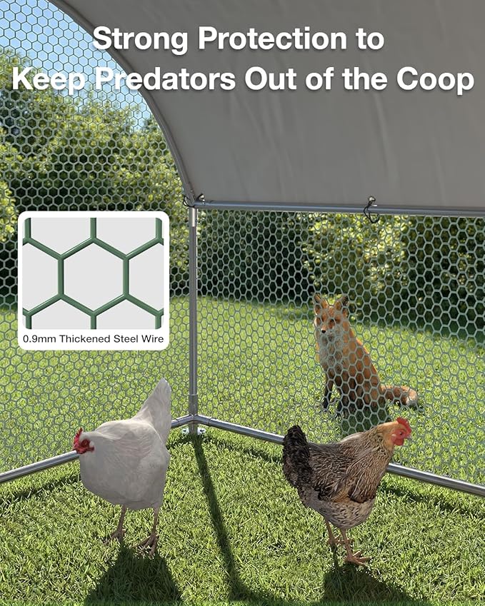 Esright Extra Large Metal Chicken Coop Run for Yard with Cover, 19.5x10x6.4 FT Walk-in Chicken Pen for Outdoor, Backyard, and Farm, Hen Cage House Suitable for 15-20 Chickens and Other Poultry